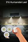 3'lü Uzaktan Kumandalı Led Aydınlatma Dolap Altı, Dolap İçi Lamba