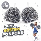1 Çift ( 2 Adet ) Gümüş Renk 23 Nisan 19 Mayıs 29 Ekim Okul Gösteri Ponponları