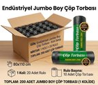 Günflex Endüstriyel Jumbo Boy Siyah Çöp Torbası, 20 Paket (Toplam 200 Adet Poşet), – 80X110 Cm, 300 Gr, Dayanıklı