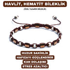 Havlit, Hematit Bileklik - Jagu Bright Brown Bileklik - Tasarım Bileklik 4x6 mm Ayarlanabilir