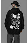 Müzik Grubu Baskılı Unisex Oversize AC DC Hoodie