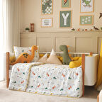 Dino Dinozor Temalı Uyku Seti – %100 Pamuk Müslin, Dino & Rex Yastıklı, Bebek ve Çocuk Odası için