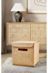 Geniş Ebatlı Deri Saplı Kapaklı Kutu - Jüt 