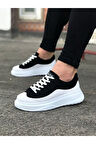J507 Bağcıklı Ortopedik Taban Erkek Sneaker Günlük Ayakkabı BT Siyah/Beyaz