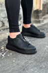 J010 Bağcıksız Fermuarlı Ortopedik Taban Erkek Sneaker Günlük Ayakkabı ST Siyah