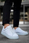 J-BX1 Bağcıklı Ortopedik Taban Günlük Erkek Spor Sneaker Ayakkabı BT Beyaz