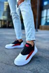 J115 Literide Ortopedik Taban Günlük Cilt Erkek Sneaker Spor Ayakkabı CBT Beyaz/Kırmızı/Siyah