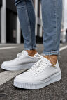 J017 Pyramid Ortopedik Taban Günlük Cilt Erkek Sneaker Spor Ayakkabı CBT Beyaz