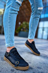 J191 Side Buckle Ortopedik Taban Günlük Cilt Erkek Sneaker Spor Ayakkabı CTT Siyah
