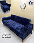Baqdo Kadife 3+3+1+1 Takımı Koltuk Örtüsü, Kanepe Kılıfı Yumuşacık Yıkanabilir Tüy Leke Tutmayan Lastikli 3311