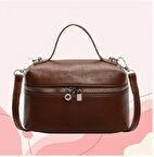  Kahverengi Önden Fermuarlı Çanta