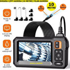 10 Metre 4.3 Inç Çift Kamera Ekranlı Yılan Kamera (Ayarlanabilir Parlak 8 Led)