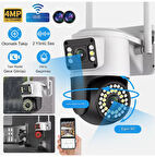 QASUL Açık PTZ 8MP 4K Wifi Gözetim Kamera İki Lens Çift Ekran AI Otomatik İzleme CCTV Güvenlik