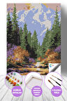 Kanada Alpleri Sayılarla Boyama Seti, Hobi Seti, 40X50 Tablo, Fırça Boya, Numaralı Tuval
