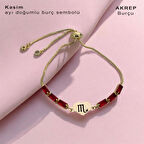 Derin Duyguların ve Nostaljinin İfadesi Kalp Motifli Kırmızı Taşlı 14 Ayar Altın Plakalı Kasım Bilekliği