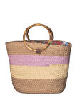 Kadın Hasır El Yapımı Bambu Saplı Çanta