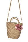 Gül Detaylı Kadın Hasır Örgü Çanta