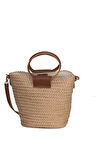 Kadın Hasır Taba Askılı Jüt Kova Çanta