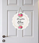 Meşgalem Kırmızı ve Pembe Çiçek Temalı Kişiye Özel Kapı Süsü