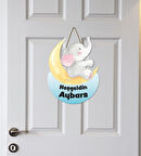 Meşgalem Ayda Yürüyen Fil Yavrusu Temalı Kişiye Özel Kapı Süsü