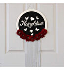 Hoşgeldiniz Yazılı Siyah ve Gümüş Süslü Kapı Süsü