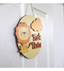 Meşgalem Gözleri Kapalı ve Hayal Kuran Minik Aslan Temalı Kişiye Özel Kapı Süsü