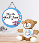 Kişiye Özel Bebek Kapı Süsü (Peluş Ayıcık Hediyeli) – Baby Shower / Hastane Odası