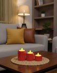 3'LÜ GEOMETRİK MUMLUK (Kırmızı)