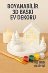 ® Boyanabilir 3D Bask? Ev Dekoru – Pilli Mum Hediyeli