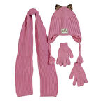 Kitti Kız Çocuk Atkı Bere Eldiven Takım (4-8 Yaş)
