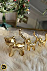1-adet Küçük Boy Kedi Gold Biblo Dekoratif Sunumluk Dekor