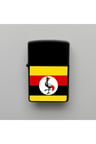 Uganda Klasik Ülke Bayraklı - Benzinli Siyah Çakmak - (Magnet Hediye)