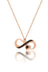 925 Ayar Gümüş Tektaş Kalp Sonsuzluk Kolye Rose-Gold Renk Tek Ebat Beden