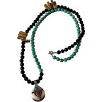 El Yapımı Lav Taşı İle Kum Boncuklu Kombin Kolyeler 