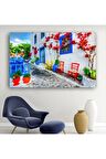 Yunanistan Sokak Manzara Kanvas Kanvas Canvas Tablo