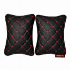 Araba Seyahat Kırmızı Nakışlı Renk Boyun Yastığı 2’li – Kapitone Konforlu Destek Yastığı