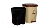 Polytime Pedallı Basmalı 6 Litre Çöp Kutusu Kovası - Çıkarılabilir İç Kovalı - Krem - 28 x 22 x 22 Cm