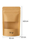 Kraft Pencereli Doypack - 50 gr - 8.5 x 14.5 x 2.5 cm (100 adet)