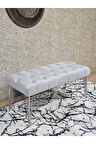 Krom Tel Ayaklı 90 cm Puf Bench - Puf - Bench - Kasalı Oturak - Oturak - Yatak Ucu Puf Gri Renk 90 x 40 Boyut/Ebat