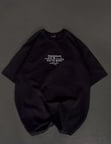 the kethen Unisex Bisiklet Yaka Baskılı Oversize T-Shirt - Siyah