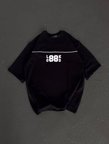 the kethen Unisex Bisiklet Yaka Baskılı Oversize T-Shirt - Siyah