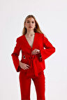 FemiChic Kırmızı Kuşaklı Ceket