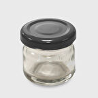  29 cc Şeffaf Cam Siyah Kapak Kavanoz,mini ,bal,hediyelik 20 adet