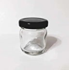 40 cc Şeffaf Cam Siyah Kapak Kavanoz,mini ,bal,hediyelik 20 adet