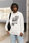 Tasarım Araba Baskılı Unisex Oversize Sweatshirt