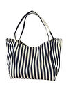 Çizgili Desen Dokuma Plaj Çantası - Lacivert