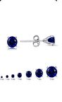925 Ayar Gümüş , Lacivert Tek Taş Unısex 1 Çift küpe 7 mm