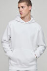 Beyaz Hoodie Model Oversize Battal Kalıp Erkek Spor Sweatshirt