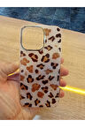İPhone 13 Pro Leopar Desen Hologramlı Kılıf Darbe Korumalı Kapak
