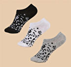 6'Çift Kadın Leopar Desenli Spor Ayakkabı Sneaker Görünmez Çorap